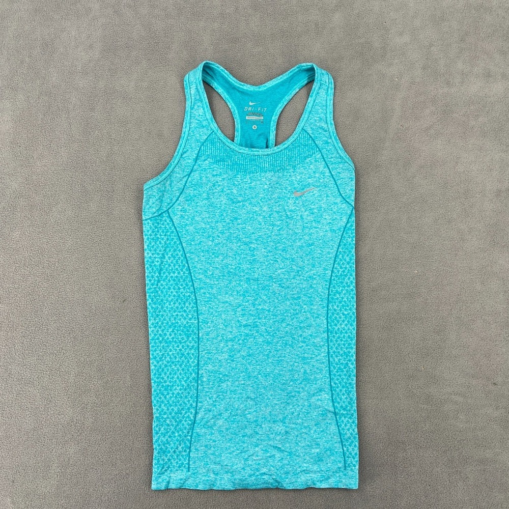 Nike Dri Fit Run Fast Live Fearless Tank Top Womens Small Blue Racerback Running